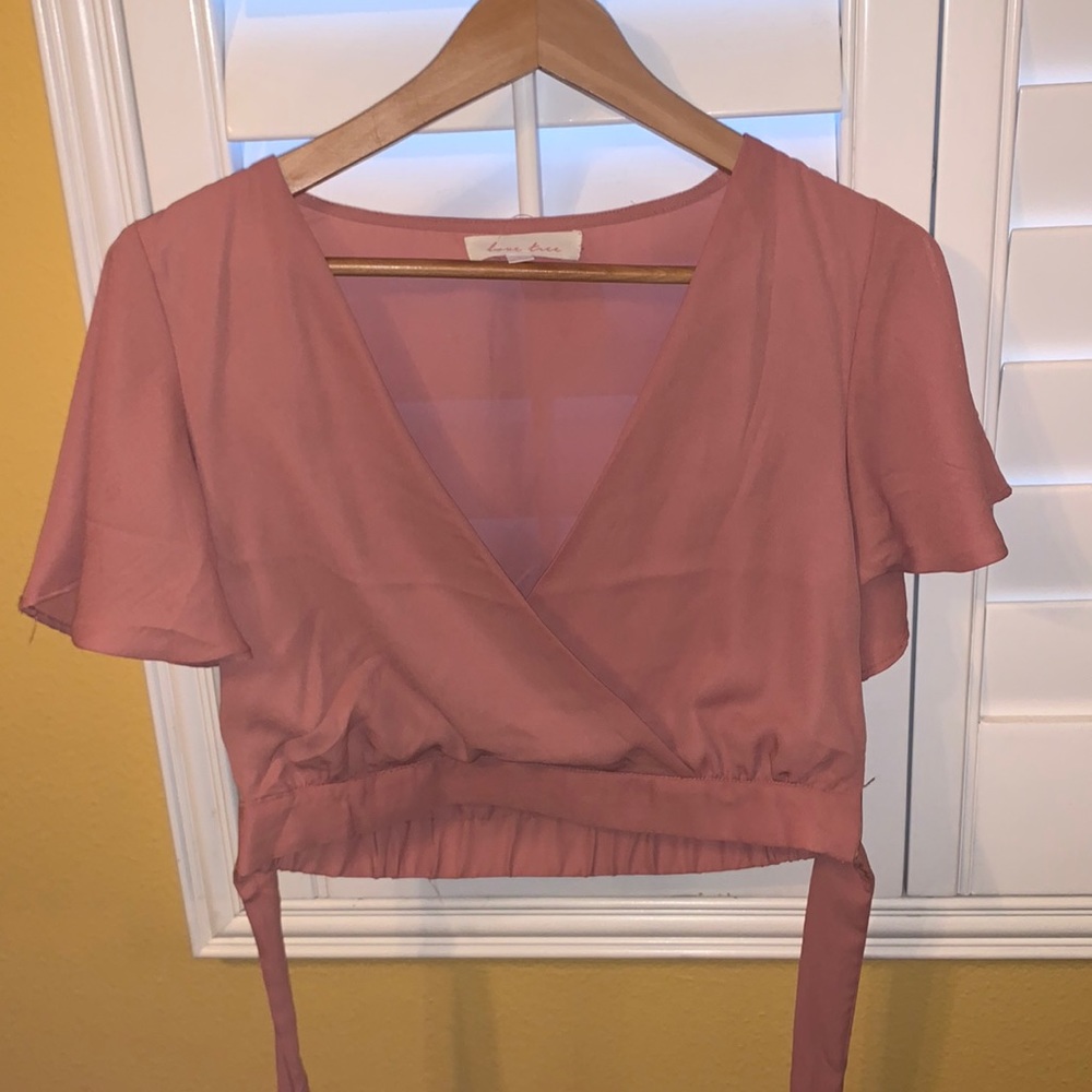 Mauve crop top with tie on the back